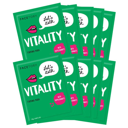 FACETORY Let’s Talk Vitality Firming Sheet Mask – Pomegranate & Shea Butter, 10 Pack