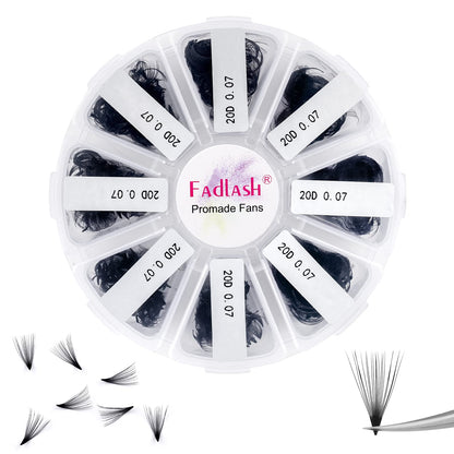 FADLASH 1000 Mixed Premade Fans – 20D D-Curl Lash Extensions (15–20mm)