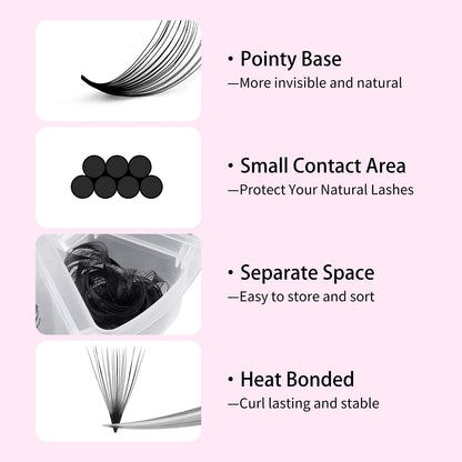 FADLASH 1000 Mixed Premade Fans – 20D D-Curl Lash Extensions (15–20mm)