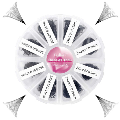 FADLASH 1000 Fans Premade Volume Extensions – 24D D Curl, Thin Base, Premium Premade Fans