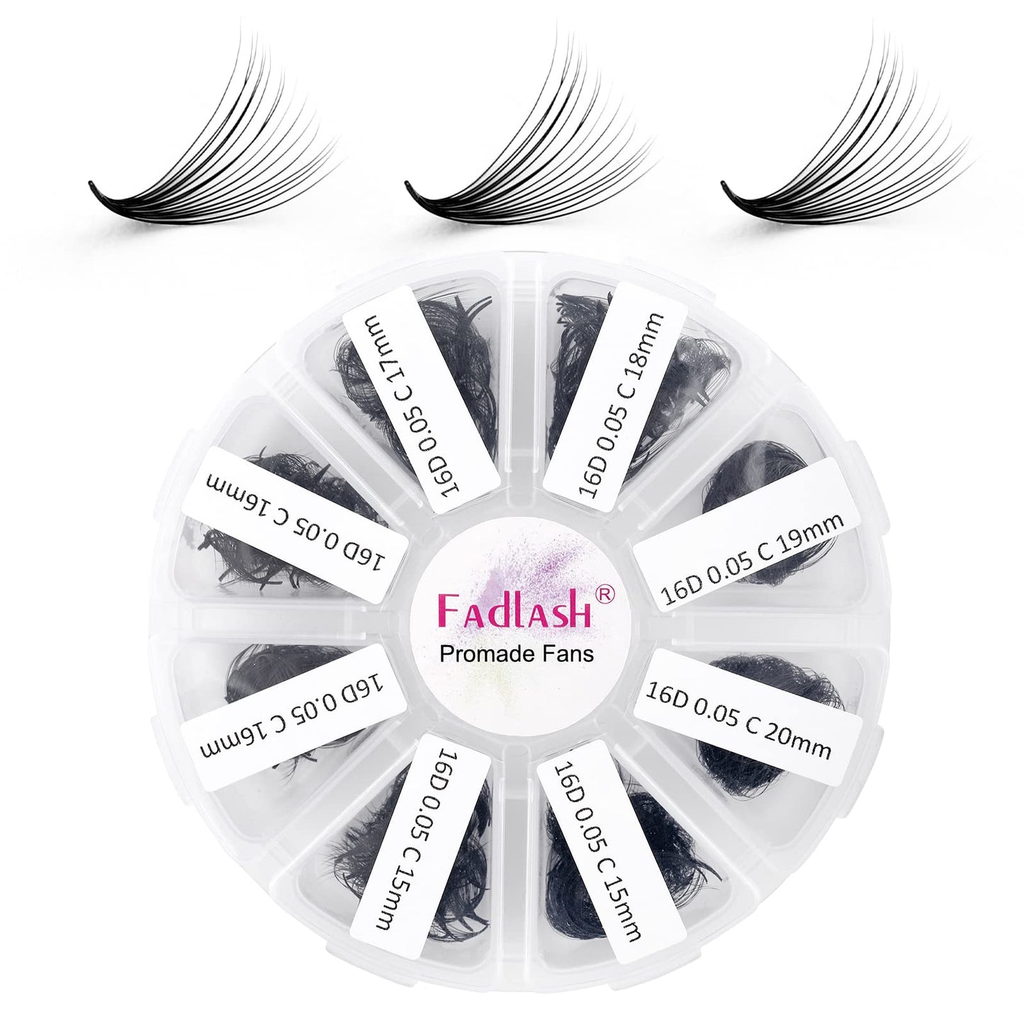 FADLASH 1000pcs Premade Lash Fans – 16D-0.05D, 15-20mm