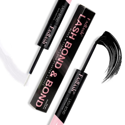 FADLASH 2-in-1 Cluster Lash Glue – Black & Clear, 72h Waterproof Hold
