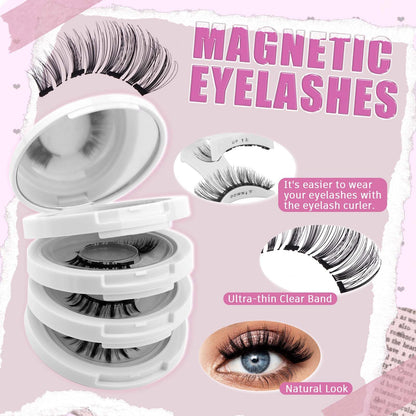 FADLASH Magnetic Eyelashes with Applicator – Reusable, Glue-Free, Natural Wispy Lashes (4 Pairs) S02
