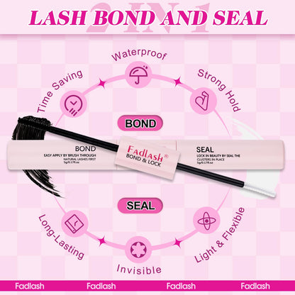 FADLASH Lash Clusters Kit 560Pcs | 8-16mm D-Curl DIY Extensions with Bond & Seal