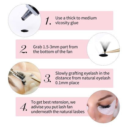 FADLASH 1000pcs Premade Lash Fans – 16D-0.05D, 15-20mm