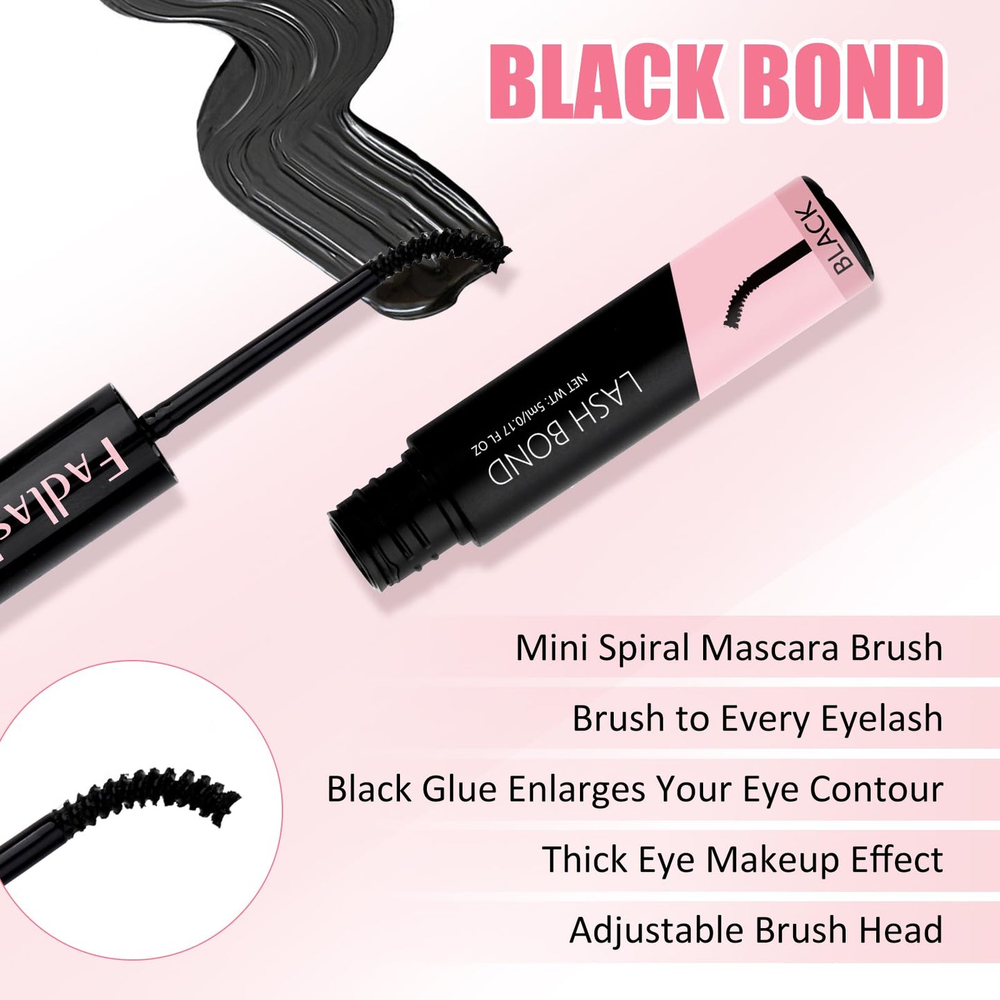 FADLASH 2-in-1 Cluster Lash Glue – Black & Clear, 72h Waterproof Hold