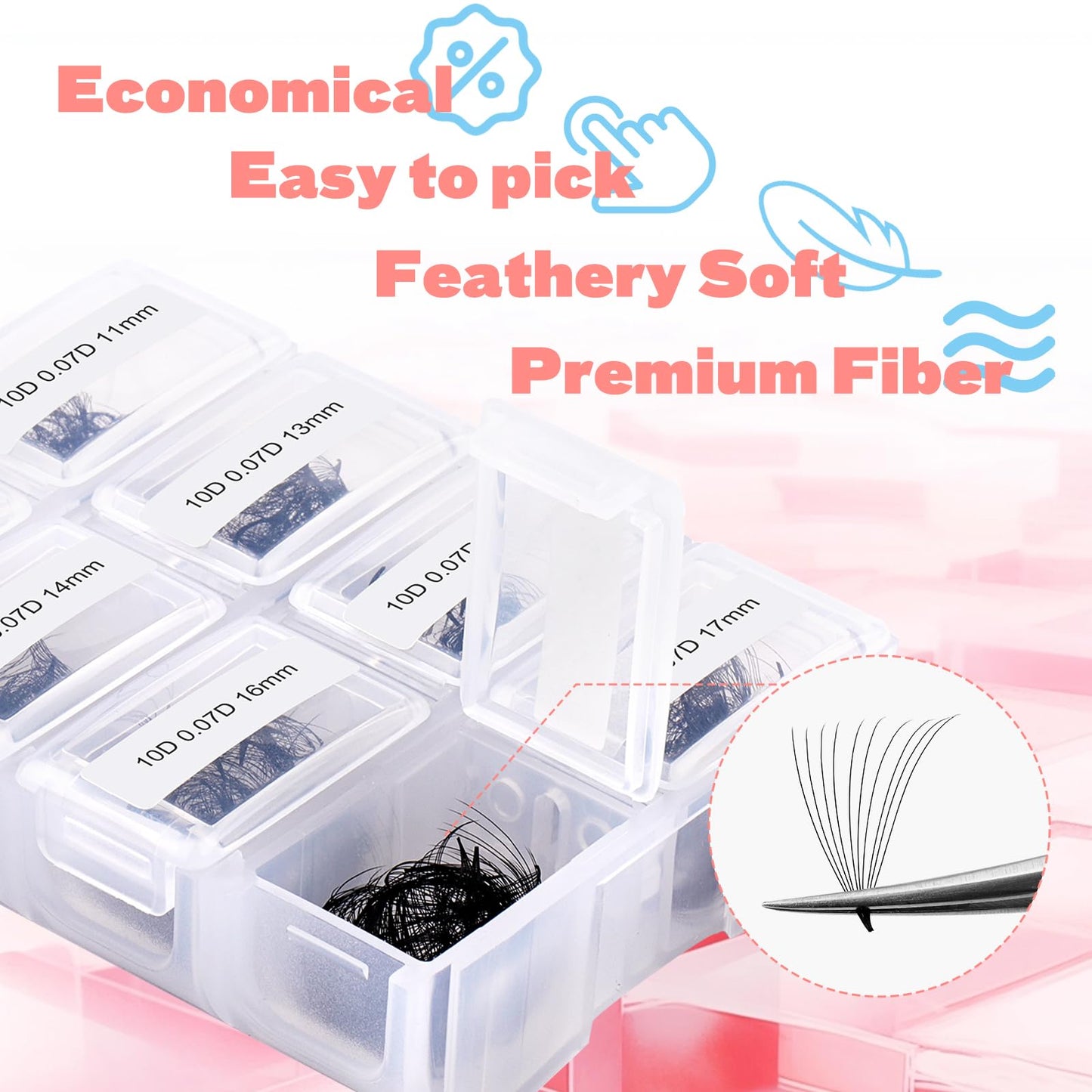 FADLASH 600 Premade Volume Fans Wispy Lash Extensions - Natural Look, 0.07D Curl, 10-18mm DIY Lash Kit