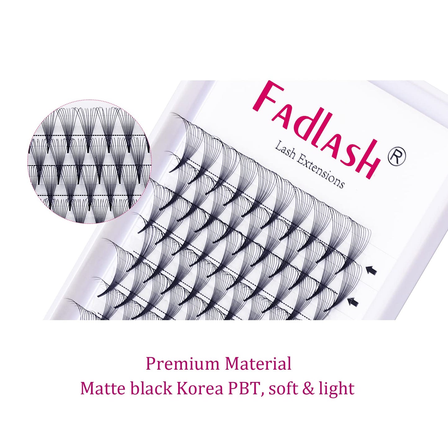 FADLASH 0.07mm C Curl 10D Premade Volume Lashes - 120pcs 10mm PBT