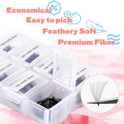 FADLASH 600 Premade Volume Fans Wispy Lash Extensions – Natural Look, 0.07D Curl, 10-15mm Mix Length