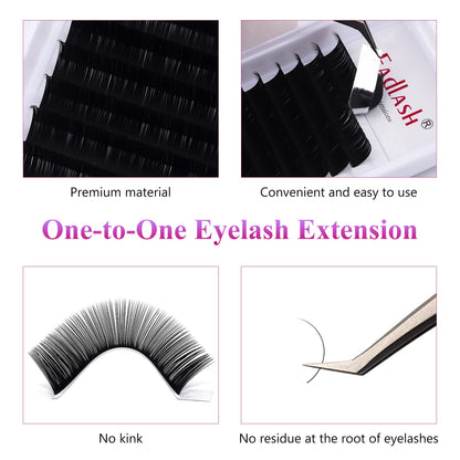 FADLASH Lash Extension 0.15 Classic — 11-19mm, J/B/C/CC/D/DD/LC/LD Curl, Professional Salon Use