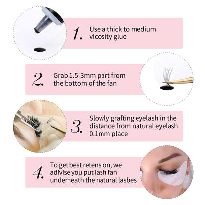 FADLASH Volume Premade Lash Fans 1000pcs – Mixed 5D-16D, 9-16mm