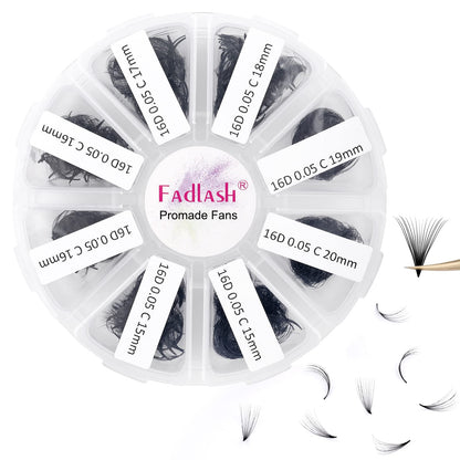 FADLASH Volume Premade Lash Fans 1000pcs – 5D to 16D, 9-20mm