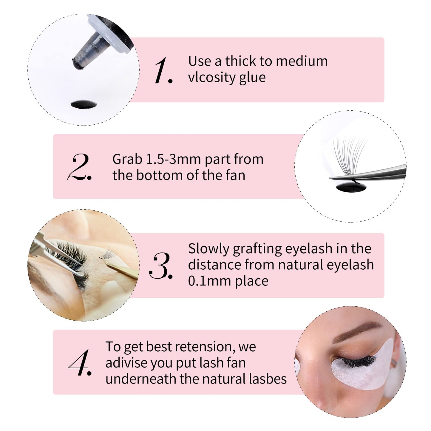 FADLASH Premade Fans Eyelash Extensions – 1000pcs, 12D-0.07C, 15-20mm