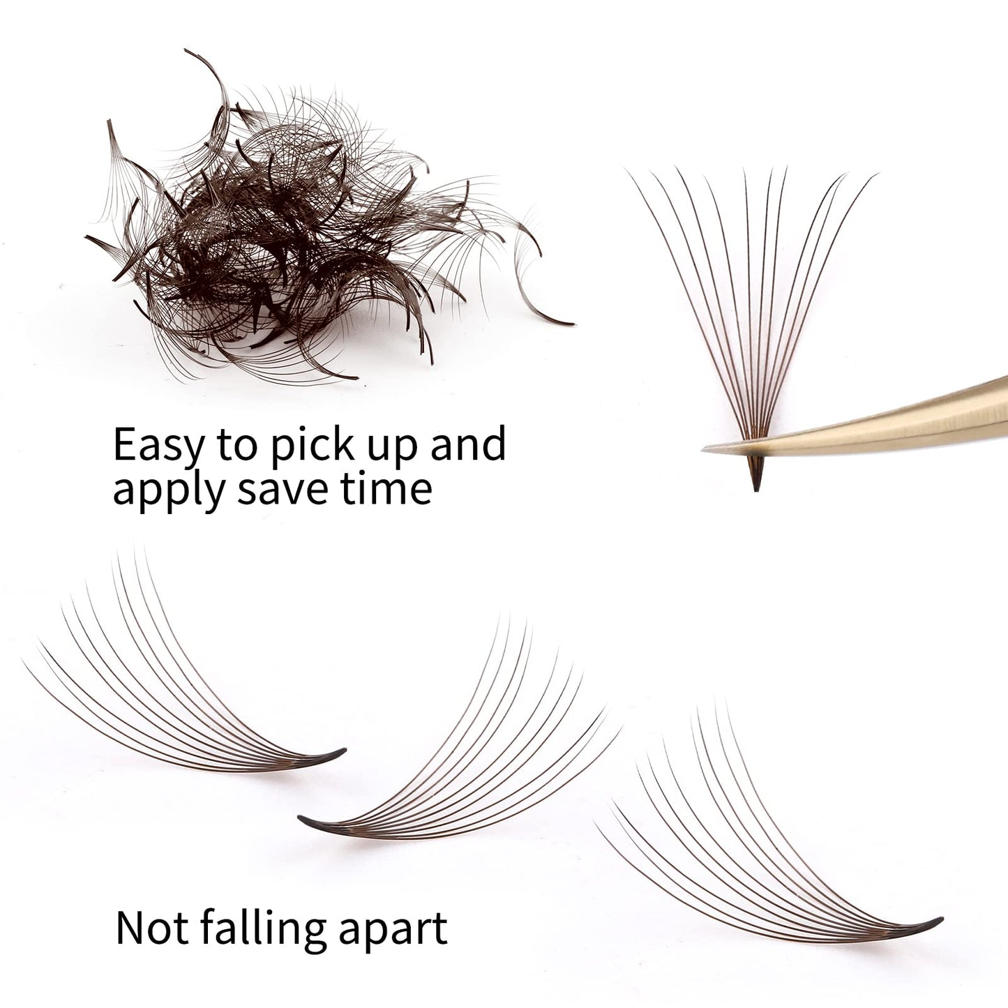 FADLASH Colored Lash Extensions 10D Premade Fans – 1000pcs Brown Mix (7D-16mm)