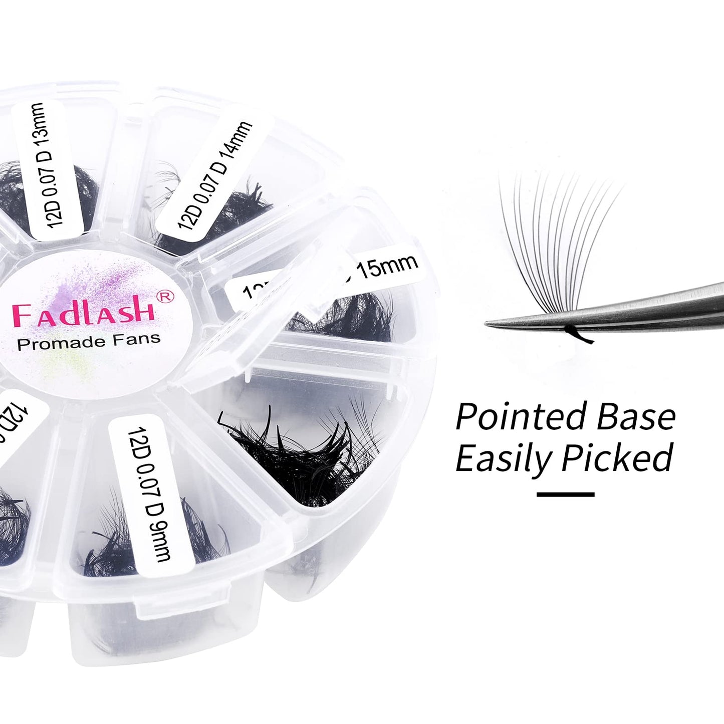 FADLASH 1000ct Premade Lash Fans – D Curl 12D-0.07D, 9–16mm | Budget-Friendly Volume Lashes