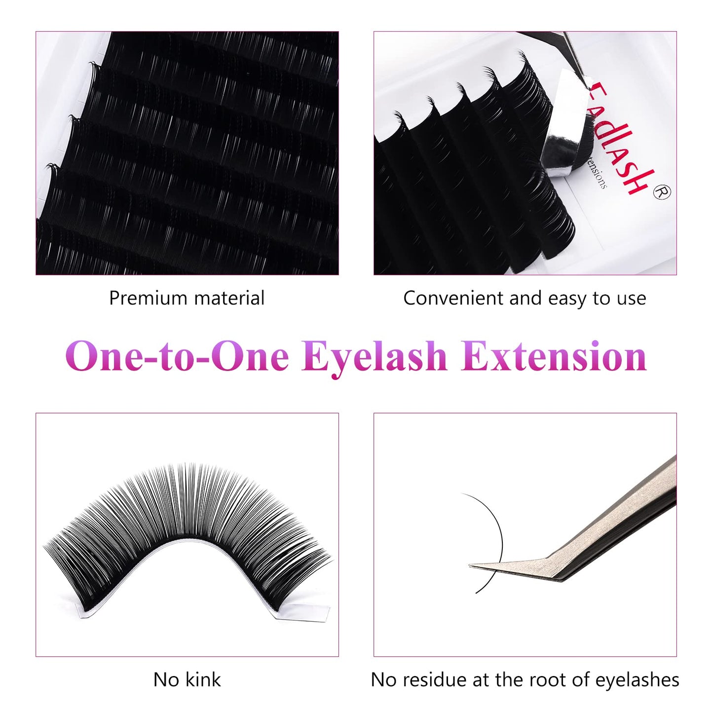 FADLASH Classic Volume Lash Extensions 0.07 D Curl 20-25mm – Premium Silk, Matte Black