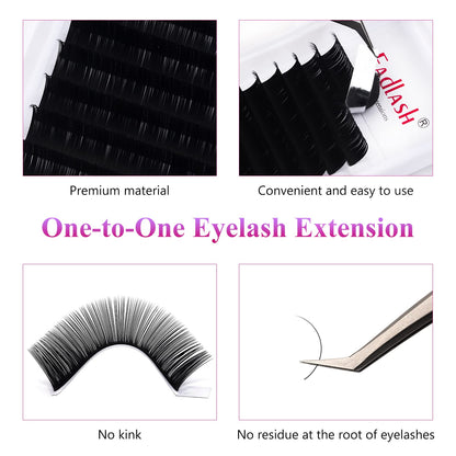 FADLASH Classic Volume Lash Extensions 0.07 D Curl 20-25mm – Premium Silk, Matte Black