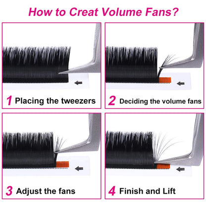 FADLASH D Curl 0.07 14mm Self-Fanning Lashes – Semi-Permanent Volume Extensions
