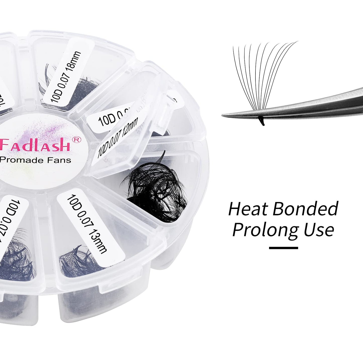FADLASH Premade Lash Fans Tray 1000 – D Curl 10D-0.07D, 11-18mm