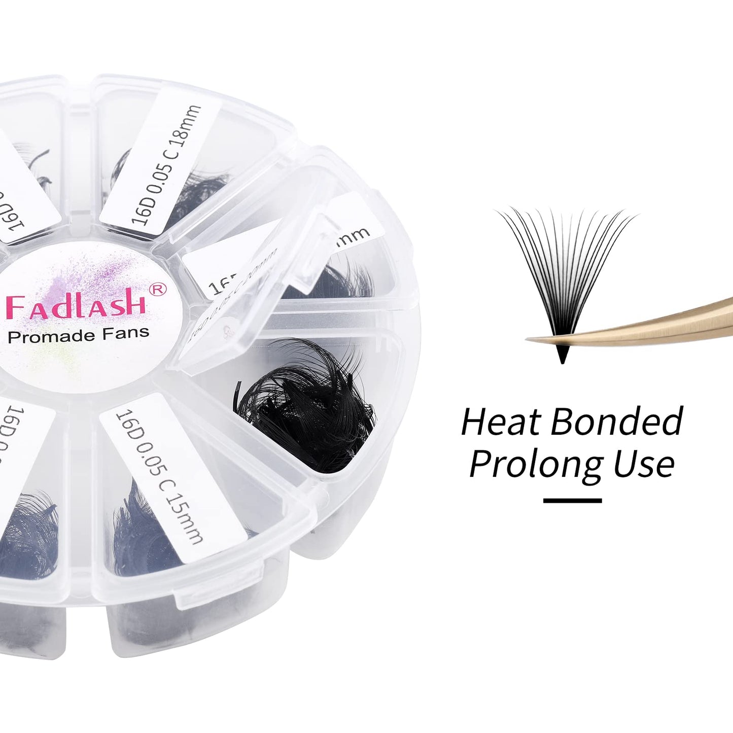 FADLASH 1000pcs Premade Lash Fans – 16D-0.05D, 15-20mm