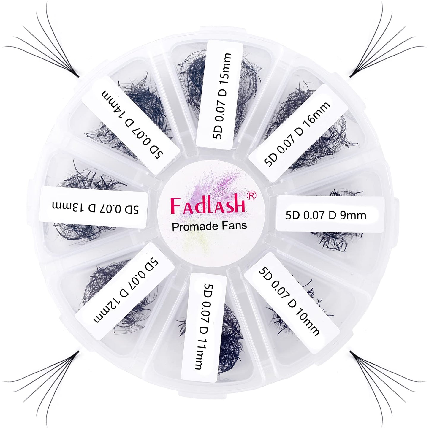 FADLASH Volume Premade Lash Fans 1000pcs — 5D-16D, 9-16mm Mixed Tray