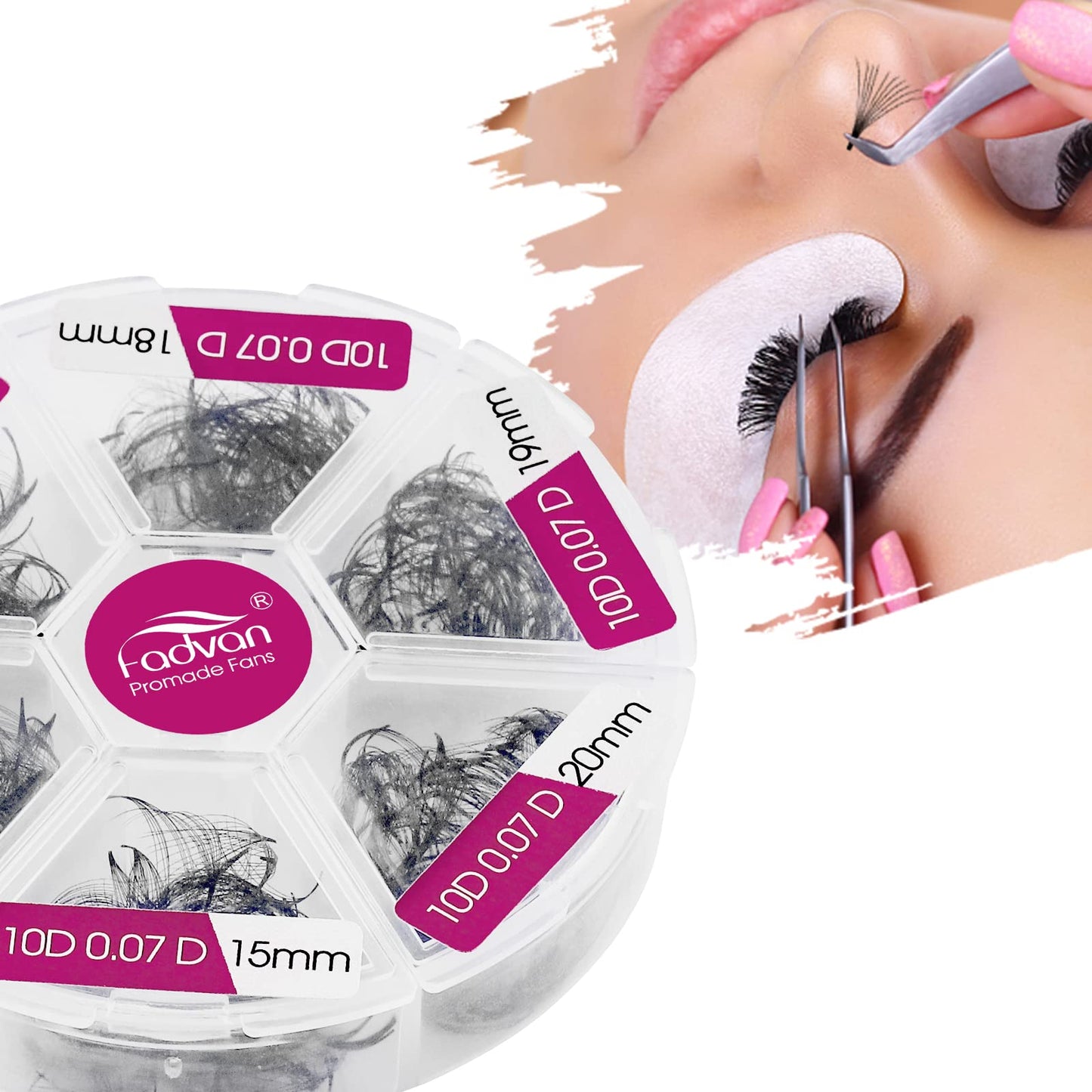 FADVAN 600 Premade Fans Eyelash Extensions | 15-20mm, 10D-0.07D, Mixed Tray