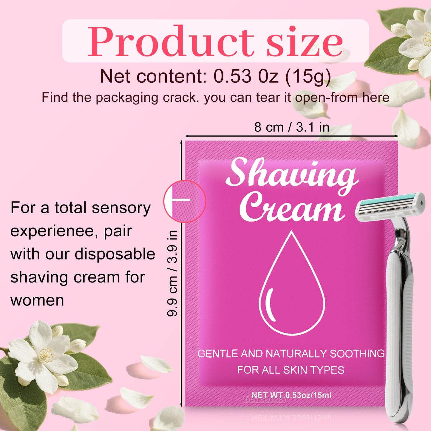 fafortune Womens Shaving Cream Bulk Travel Pack 0.53oz Jasmine – Pack of 200