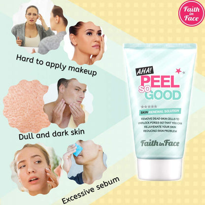Faith in Face AHA Peel So Good Skin Renewal Peeling Gel – Gentle Exfoliating Facial Scrub for All Skin Types, 4.22 fl oz