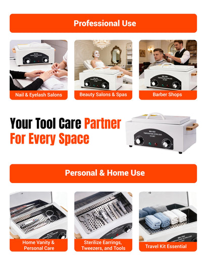 FAITIO High-Temp Cleaning & Care Box for Metal Tools, 1.5L, 110V, 300W | Nail Salon & Barber Equipment