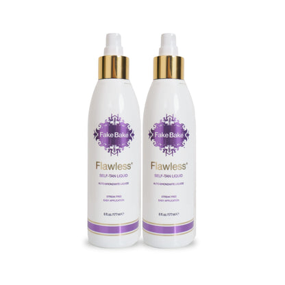 Fake Bake Flawless Self-Tanning Liquid - Streak-Free, Long-Lasting Glow for All Skin Tones | 6 oz Pack of 2