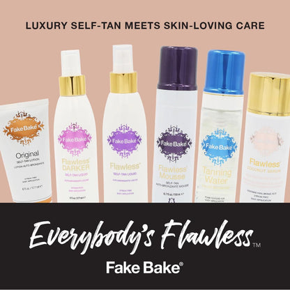 Fake Bake Flawless Self-Tanning Liquid - Streak-Free, Long-Lasting Glow for All Skin Tones | 6 oz Pack of 2