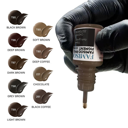 FAMISOO PMU Pigments for Eyebrow 0.169oz/5ml – Long-Lasting Microblading Ink in 263 Deep Brown