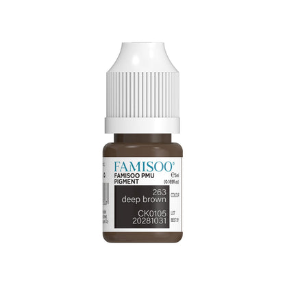 FAMISOO PMU Pigments for Eyebrow 0.169oz/5ml – Long-Lasting Microblading Ink in 263 Deep Brown