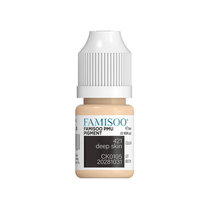 FAMISOO PMU Pigments for Eyebrow – 0.169oz / 5ml – Professional Tattoo Ink for Long-Lasting Eyebrows (421 Deepskin)