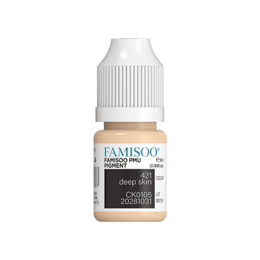 FAMISOO PMU Pigments for Eyebrow – 0.169oz / 5ml – Professional Tattoo Ink for Long-Lasting Eyebrows (421 Deepskin)