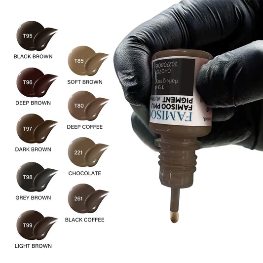 FAMISOO PMU Pigments for Eyebrow – 0.169oz / 5ml – Professional Tattoo Ink for Long-Lasting Eyebrows (421 Deepskin)