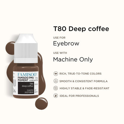 FAMISOO PMU Pigments for Eyebrow 5ml – T95 Black Brown, Long-Lasting Microblading Ink