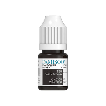 FAMISOO PMU Pigments for Eyebrow 5ml – T95 Black Brown, Long-Lasting Microblading Ink