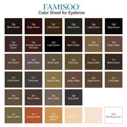 FAMISOO PMU Pigments for Eyebrow – 5ml True-Tone Microblading Ink for Brows, Lips & Eyeliner
