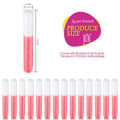 Fandamei 45 Pcs Nail Glue for Press Ons - 0.07 oz Each, Strong Bond for Nail Tips and Acrylic Nails