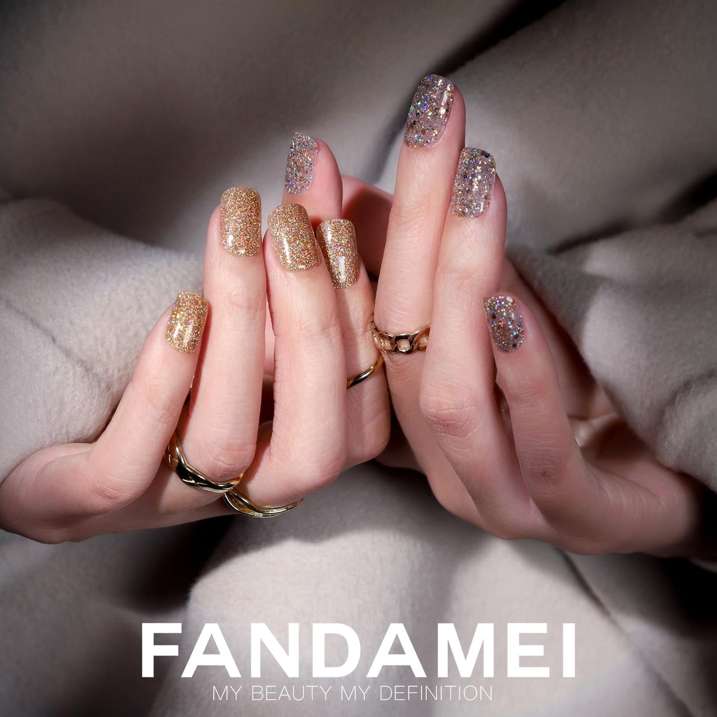 FANDAMEI Press On Nails – 24 Colors, 576 PCS, Short Square, Matte & Glitter