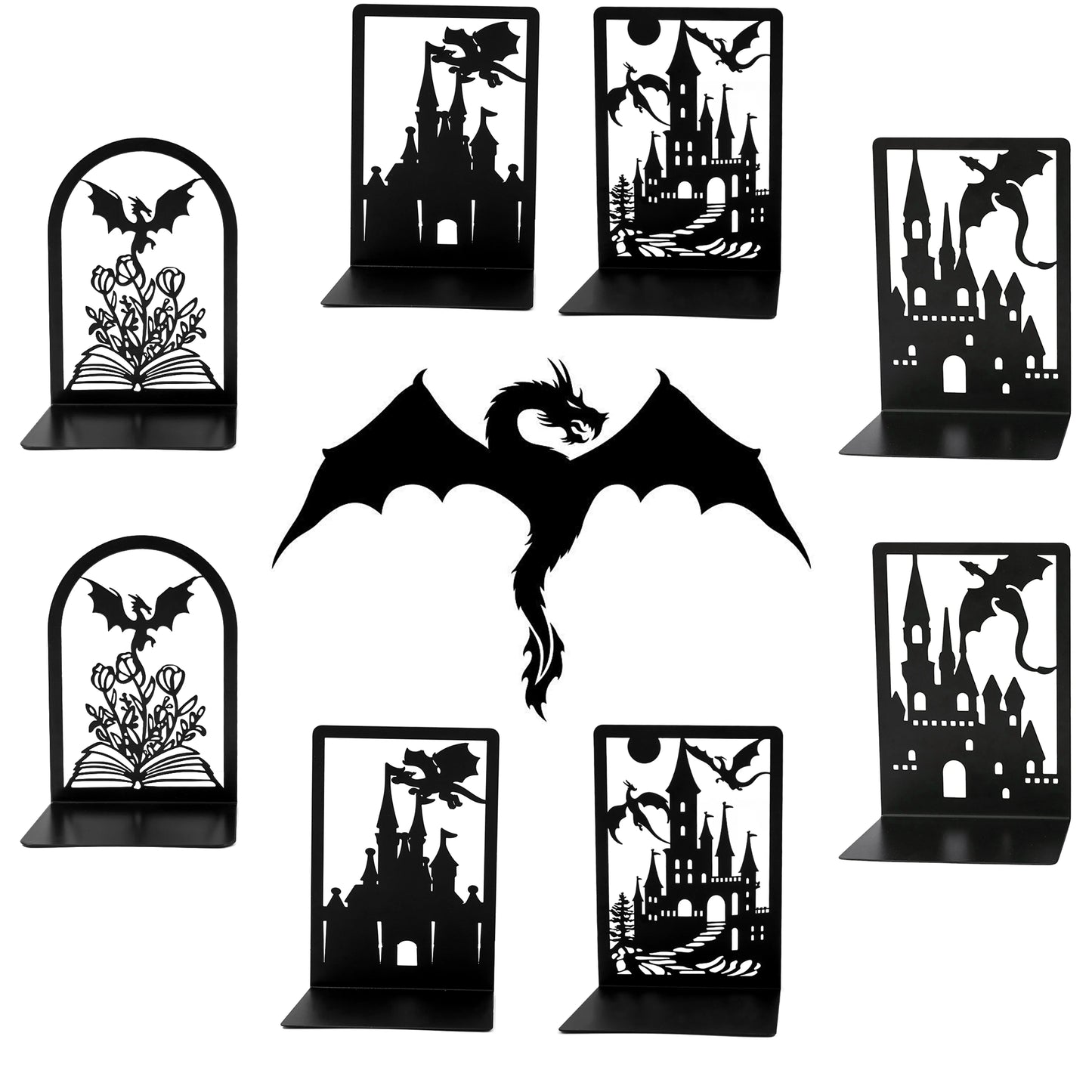 Fantasy Dragon Bookends – Heavy Duty Iron Book Holders