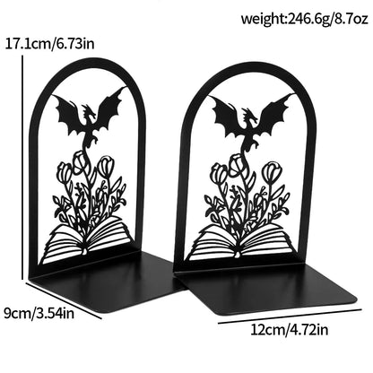 Fantasy Dragon Bookends – Heavy Duty Iron Book Holders
