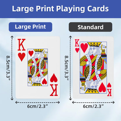 Fanwer Large-Print Playing Cards for Seniors – 2 Pack for Blackjack, Euchre, Canasta