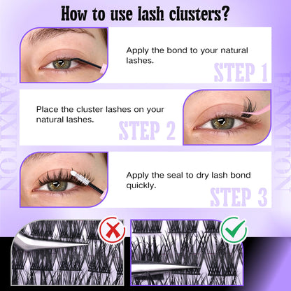FANXITON Wispy Lash Clusters Kit — Natural Look DIY Lash Extensions (10–18mm)