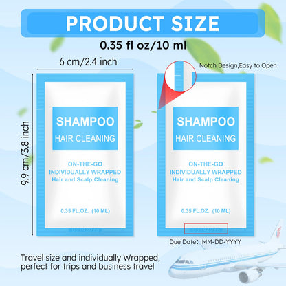 FAOEHN Travel Size Shampoo Packets – 100-Pack Bulk, 0.35 fl oz Each