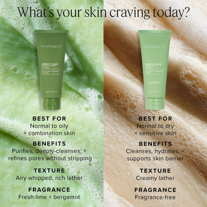 Farmacy Foaming Face Wash for Oily Skin – Oil-Free, Gentle Cleanser with Green Clay (50ml)