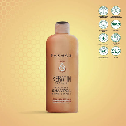 FARMASi Keratin Therapy Shampoo & Hair Mask Set – Repairing Cleanse + Deep Conditioning for Dry, Damaged Hair