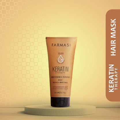 FARMASi Keratin Therapy Shampoo & Hair Mask Set – Repairing Cleanse + Deep Conditioning for Dry, Damaged Hair