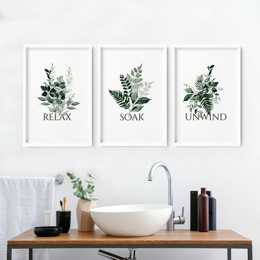 Pictures for Bathroom Walls – Set of 3 Botanical Prints
